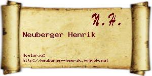 Neuberger Henrik névjegykártya